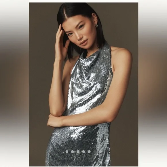 🎉SUPER RARE🎉 Anthropologie NWT MISHA Matilda Sequin Maxi Dress size L. - Picture 7 of 12